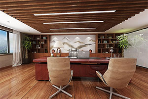 130方新中式老總辦公室裝修設(shè)計全景圖