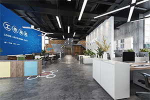 1000方敞開式辦公室裝修設(shè)計全景效果圖