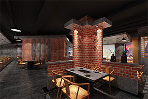 大型燒烤店裝修設計全景圖