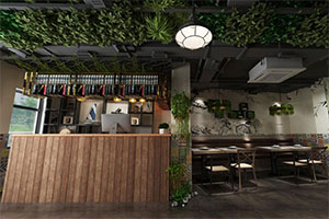 工業風餐飲空間裝修設計全景圖