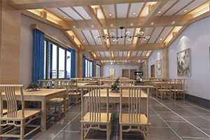 新中式徽派餐廳裝修設(shè)計全景圖