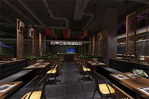 大型工業(yè)風餐飲店裝修設計全景案例