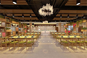 商場1000方快餐店裝修設計風格全景圖