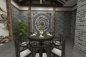 復古式餐飲店包廂裝修設計全景圖